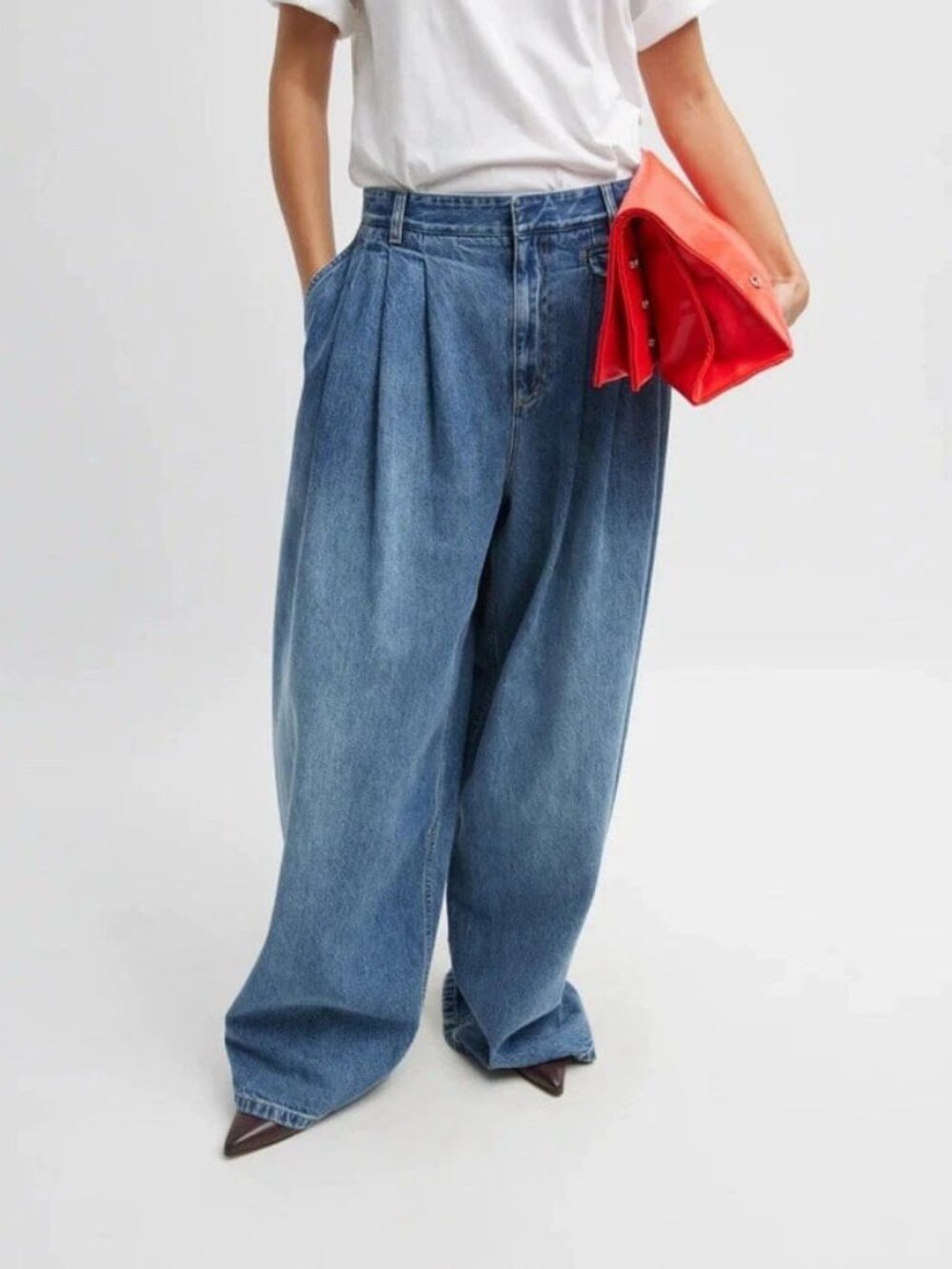 Tibi NWOT Blue Flare Wide Leg Jeans 24